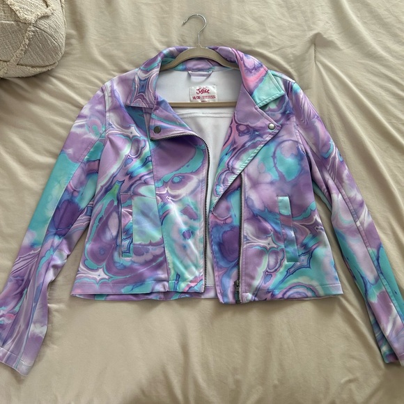 Justice Jackets & Blazers - Justice Purple and Blue Leather Jacket Cropped Design